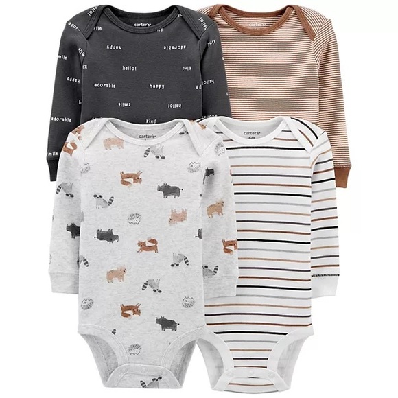 Carter's Other - Baby Boy Carter’s 4-Pack Long Sleeve Animal Themed Bodysuits 18 Month EUC